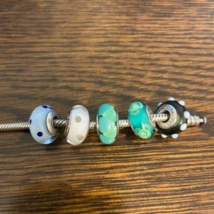 Pandora glass charms. Lot of 5
